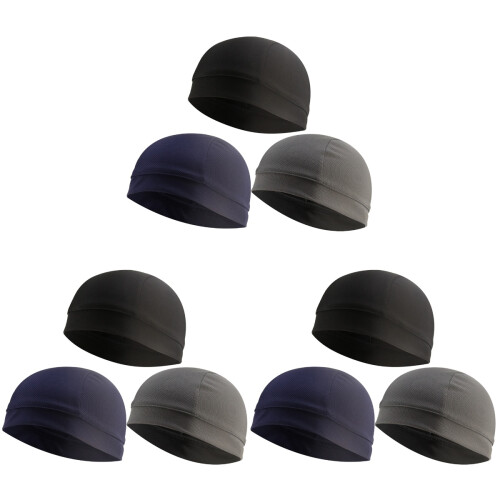 9Pièces Bonnets Internes Cyclistes, Protection Uv, Noir Gris 1