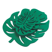 48Pcs Tropical Leaf Felt Coasters Green Insulated Cup Holders
