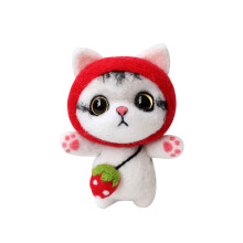 2Pcs Multi Color Wool Needle Felting Kit DIY Plush Cat Dolls for Kids