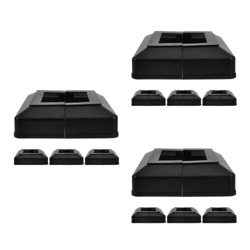12Pcs Black Plastic Post Caps for Decks Fence Skirt Cover Split Base 1