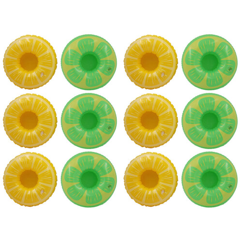 36Pcs PVC Lemon Pattern Floating Cup Mats Pool Party Use
