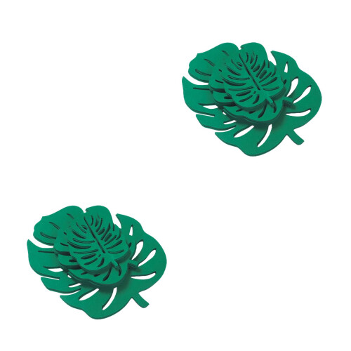 48Pcs Tropical Leaf Felt Coasters Green Insulated Cup Holders 2