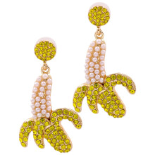 3 Pairs Creative Fruit Stud Earrings Rhinestones Jewelry