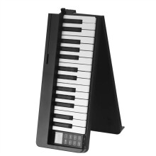 61 Key Foldable Electronic Keyboard with 128 Timbres and Dual Mode for Beginners Black