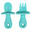 3Pcs Durable Silicone Baby Fork and Spoon Green Infant Dinnerware Set 1