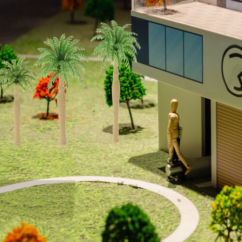 29Pcs Plastic Miniature Coconut Trees Green Model Tree Set for Diorama 1