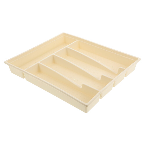 2Pcs Multi-Compartment Cutlery Storage Organizer Beige Plastic Tray 1
