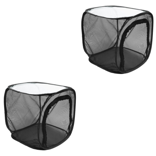 2Pcs Black Kids Cage Storage Box Durable Net for Nature Learning 2
