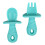 3Pcs Durable Silicone Baby Fork and Spoon Green Infant Dinnerware Set 10