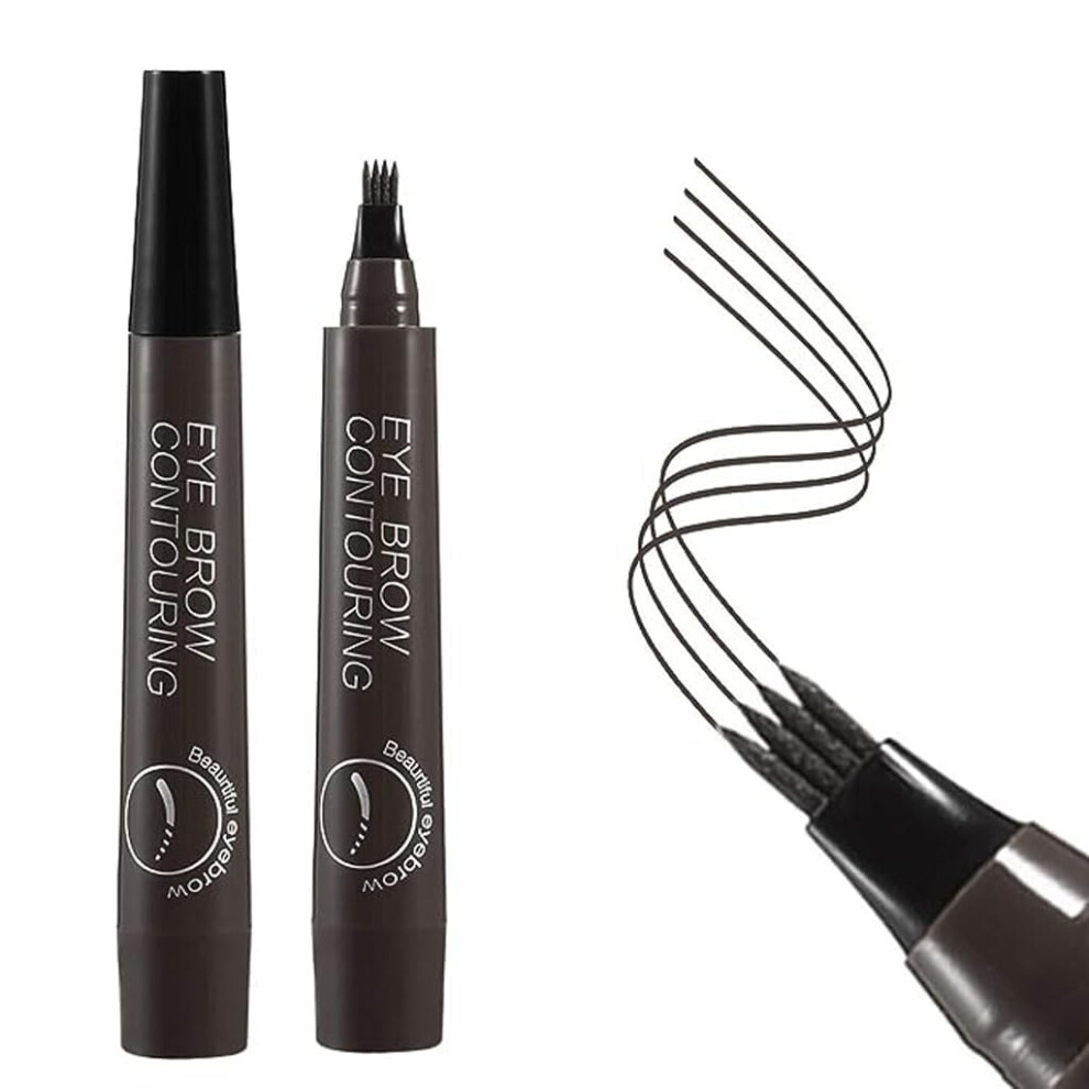 Brown Microblading Eyebrow Pen Waterproof Smudge Proof Fork Tip Gray Natural Hairlike Strokes