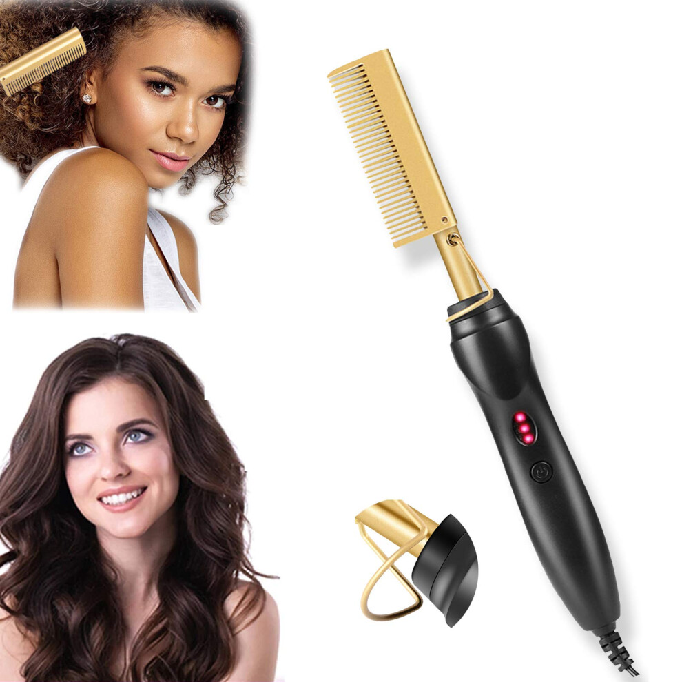 2in1 Ceramic Hair Straightening Comb and Curling Iron, Wet and Dry, Fast Heat Up