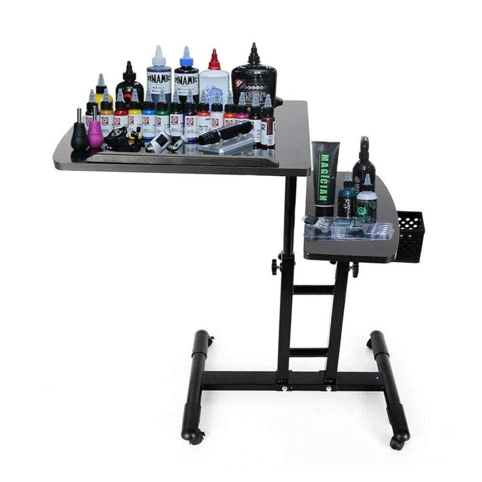Tattoo Workstation with Adjustable Height, Rolling Tray Cart with Wheels and Storage