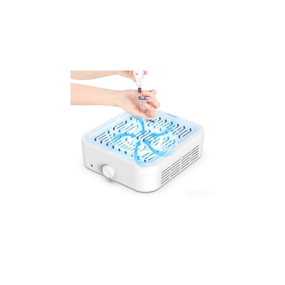 Blue 120W Professional Nail Dust Collector With Hepa Filter, 3Speed Nail Vacuum For Acrylic Nails,