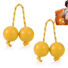 Pair of African Rhythm Balls Shaker for Kids and Adults with Clear Sound and Durable Braided Rope (Yellow)