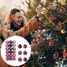 (Red) 36PCS Christmas Xmas Tree Bauble Hanging Home Party Ornament Decor 6CM