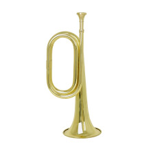 Brass Bugle Horn in C Tune Gold Finish for Military Band Cavalry Use with Clear Powerful Tone