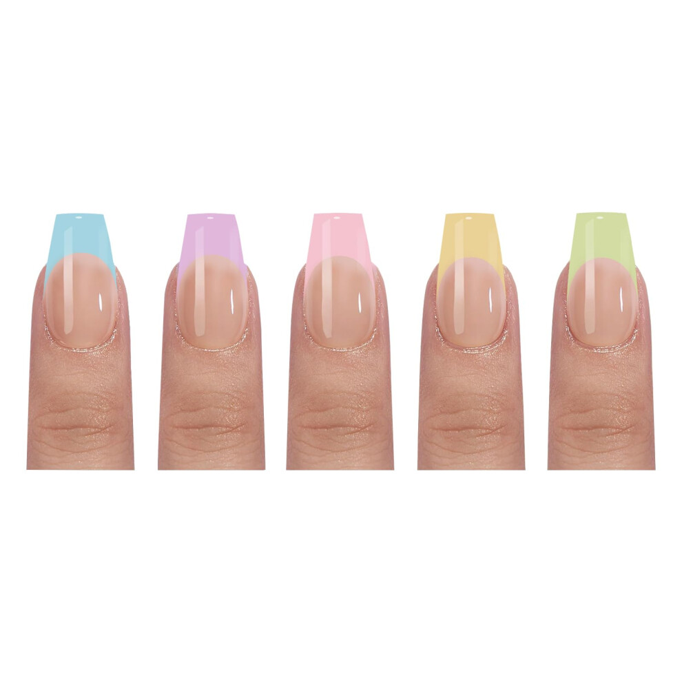 3 in 1 French Tip Press On Nails Soft Gel Kit with Preapplied Primer Base Coat Flexible Tips