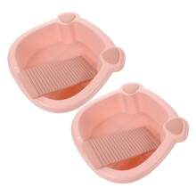 2pcs Plastic Wash Basin Set with Non Slip Washboard Surface, Compact Hand Wash Tub for Clothes and Dorm