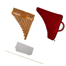 Tunable 15 Pipe Pan Flute G Key Wooden Instrument with Cork Design and Soft Bag for Beginners