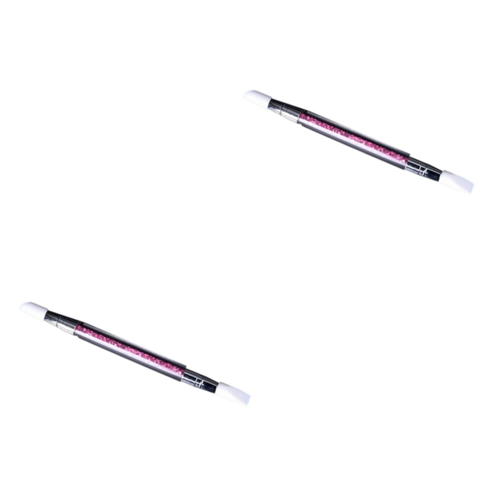 DualEnded Silicone Nail Art Carving Pen Set for Flower Patterns with Acrylic Handle and Rhinestone Decor