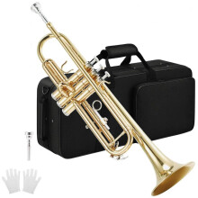 Bb Trumpet for Beginners Gold Brass Student Trumpet Set with Case Gloves Easy Play Design