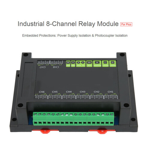 8-Channel USB Relay Module with Photocoupler Isolation for Raspberry Pi Pico 2