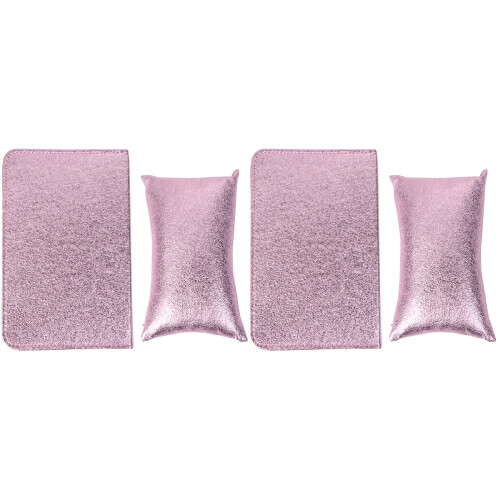 4Pièces Coussin Main Violet PU, Support Ergonomique Pour Ongles 1