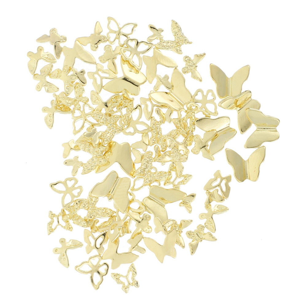 Butterfly Nail Charms 70pcs 3D Metal Decorations for Acrylic and Gel Nails DIY Manicure