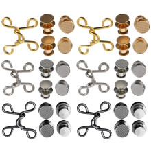 12Ensembles Boutons Boucles Métal Créatifs Pour Ajustement Facile