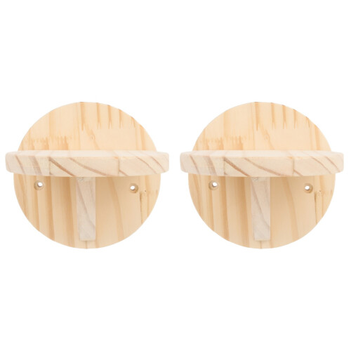 2Pièces Accessoire Chat Mural En Bois Khaki Compact Robuste 1
