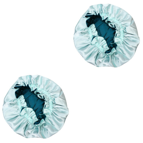 2Pièces Bonnet Satin Vert Élastique Enfants Confort 2