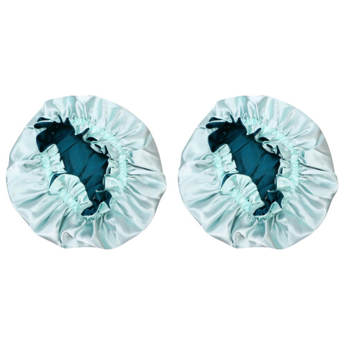 2Pièces Bonnet Satin Vert Élastique Enfants Confort 1