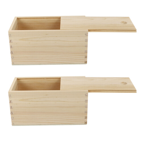 4 Pcs Wooden Sliding Boxes Multi-Function Household Containers