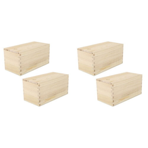 4 Pcs Wooden Sliding Boxes Multi-Function Household Containers 2