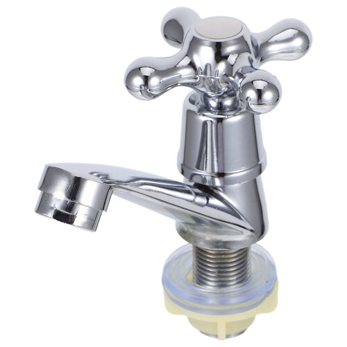 4Pcs Single Handle Bathroom Faucet Cold Water Alloy Copper Silver