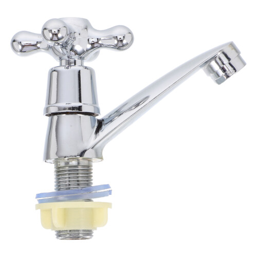 4Pcs Single Handle Bathroom Faucet Cold Water Alloy Copper Silver 2