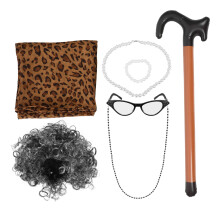 4Sets Vrouwen Pruik Cosplay Grijs Licht Decoratie Feesten