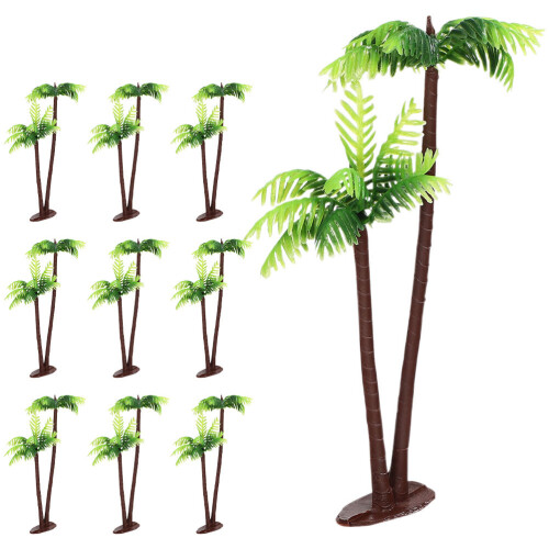 40Pcs Green Mini Palm Tree Decor Plastic Fake Tropical Model