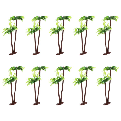 40Pcs Green Mini Palm Tree Decor Plastic Fake Tropical Model 1