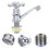 4Pcs Single Handle Bathroom Faucet Cold Water Alloy Copper Silver 10