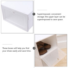 18Pcs White Plastic Drawer Type Stackable Shoes Storage Box