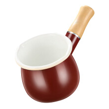 5Pcs Portable Dark Red Enamel Milk Pitchers with Wooden Handle