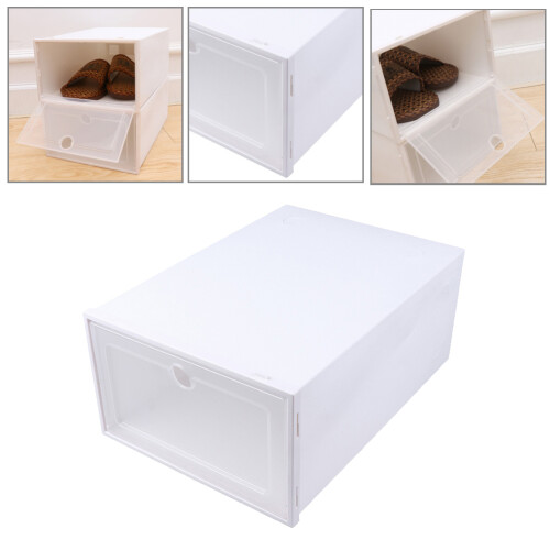 18Pcs White Plastic Drawer Type Stackable Shoes Storage Box 2