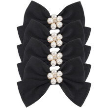 8Pairs Bow Pearl Shoe Clips Removable Wedding Shoe Decor Black