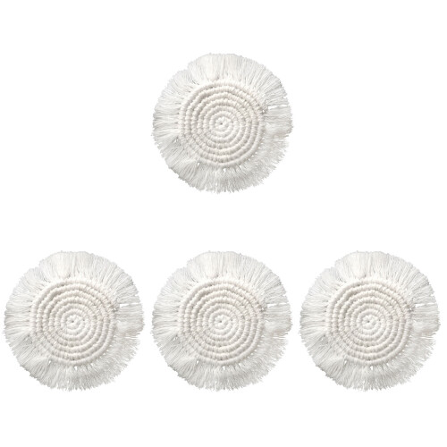 4Stk Beige Makramee Untersetzer Outdoor Trinkplatzdeckchen Handgewebt 1