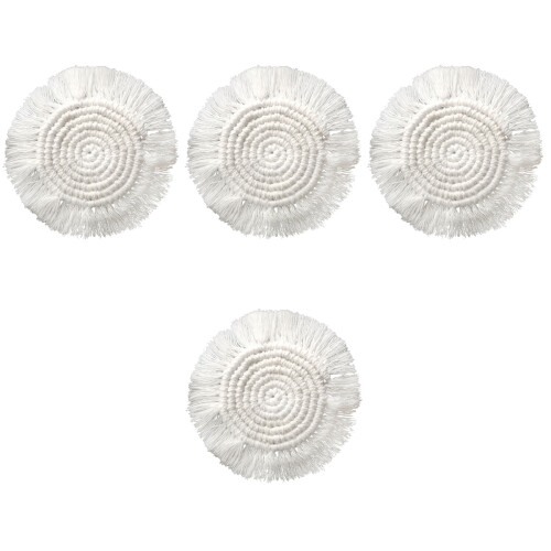 4Stk Beige Makramee Untersetzer Outdoor Trinkplatzdeckchen Handgewebt 2