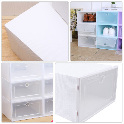 18Pcs White Plastic Drawer Type Stackable Shoes Storage Box 1