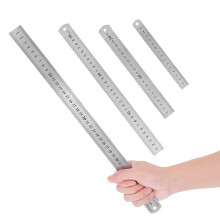 12Pcs Premium Stainless Steel Metal Rulers Double-Sided Measurement