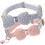 4 Pcs Pet Cat Bowknot Bell Collar Checked Pattern M 2
