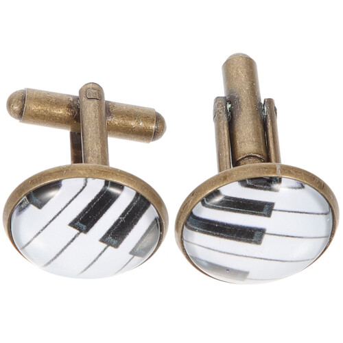 4 Pcs Men Cufflinks Studs Piano Pattern For Suit Shirts 2